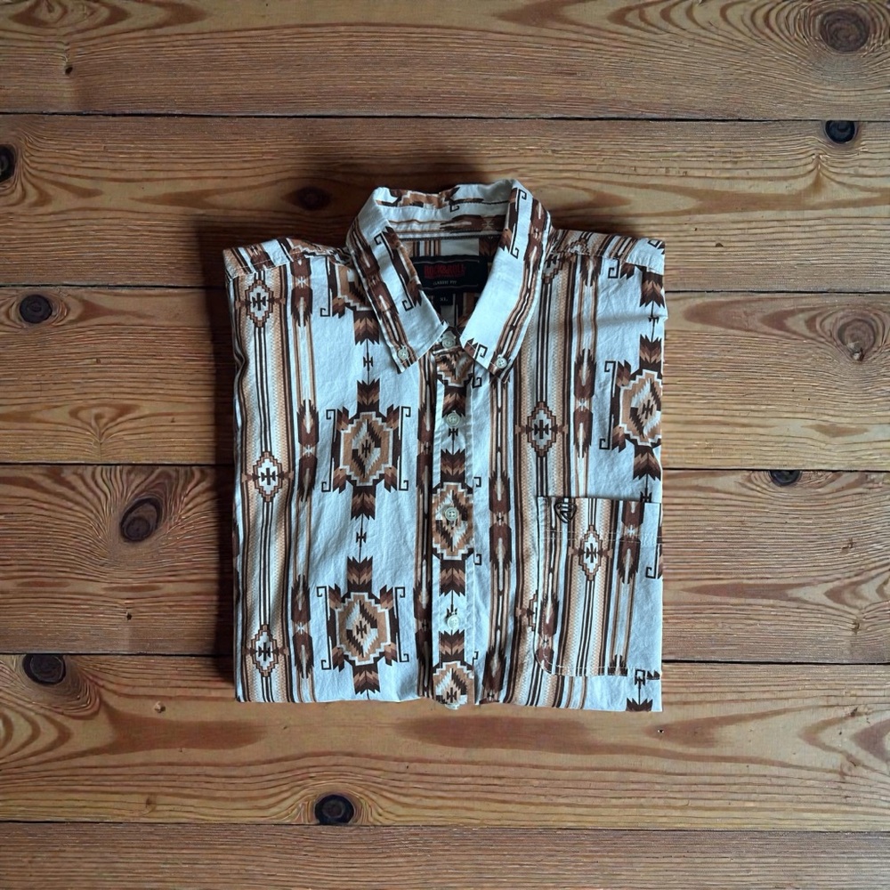 Rock & Roll Denim XL Men's Aztec Dress Shirt Classic Fit Embroidered Logo